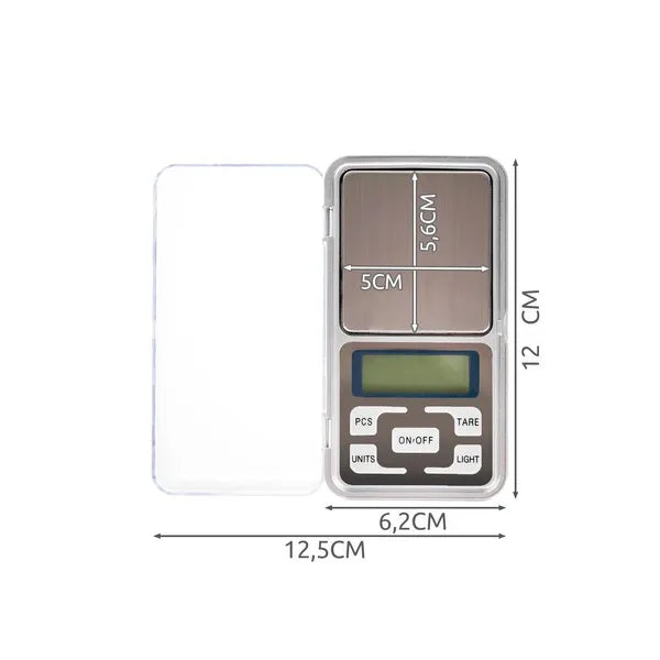 Zsebmérleg LCD kijelzővel, 200 g kapacitás, 0,01 g pontosság, TARE