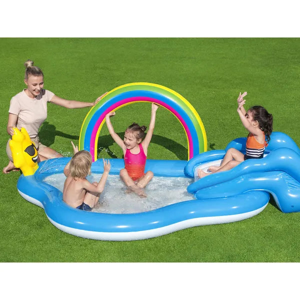 Bestway Rainbow'n'Shine felfújható vízijátszótér csúszdával 257×145×91 cm, 175 l