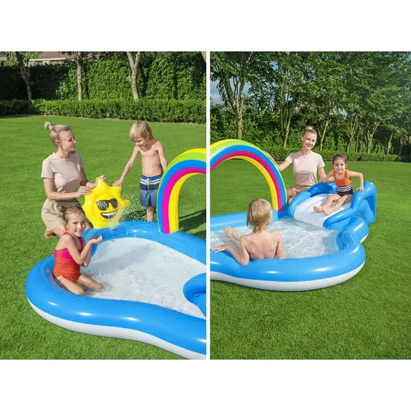 Bestway Rainbow'n'Shine felfújható vízijátszótér csúszdával 257×145×91 cm, 175 l