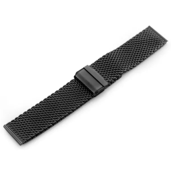 Pacific 12 acél mesh óraszíj, fekete matt, 24 mm