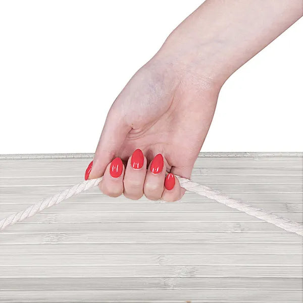 Bambusz szennyeskosár, 105 l, kétrekeszes, 63×52×33 cm, fehér/szürke