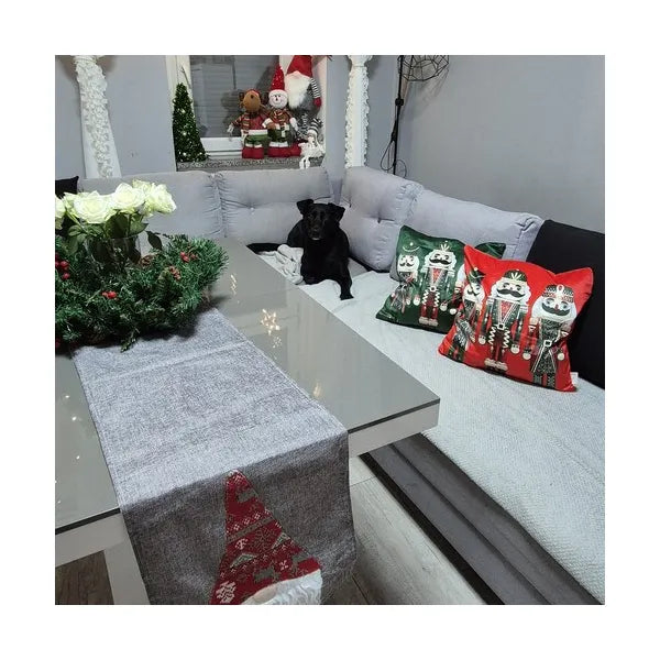 Karácsonyi diótörő mintás plüss díszpárnahuzat 40 × 40 cm, cipzáras