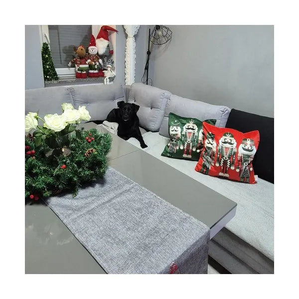 Karácsonyi diótörő mintás plüss díszpárnahuzat 40 × 40 cm, cipzáras