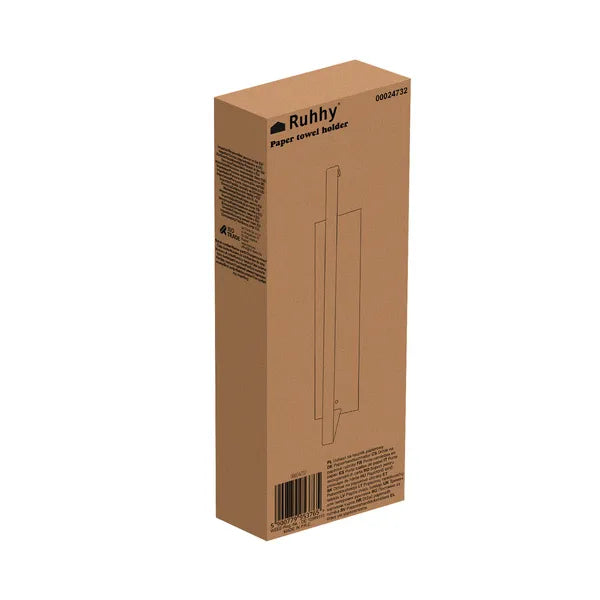 Fekete loft fém papírtörlő tartó ragasztós rögzítéssel, 25×7×4,8 cm