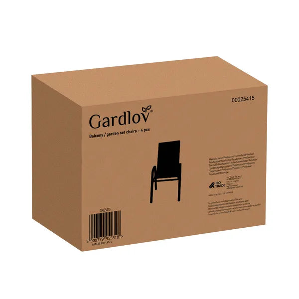 Gardlov fekete 4 db fém kerti szék, UV-álló, rakásolható