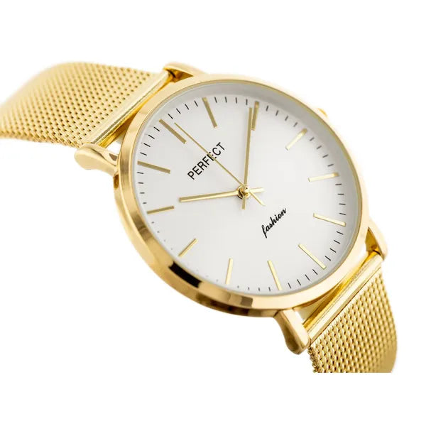 Perfect F345 női karóra, arany fém szíj, ezüst számlap, 36 mm quartz