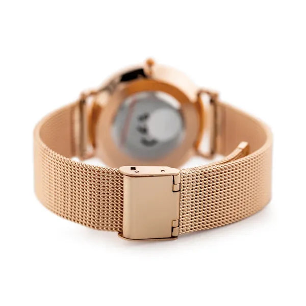 Perfect F345 női karóra rózsaarany fémszíjjal, 32 mm ezüst számlappal
