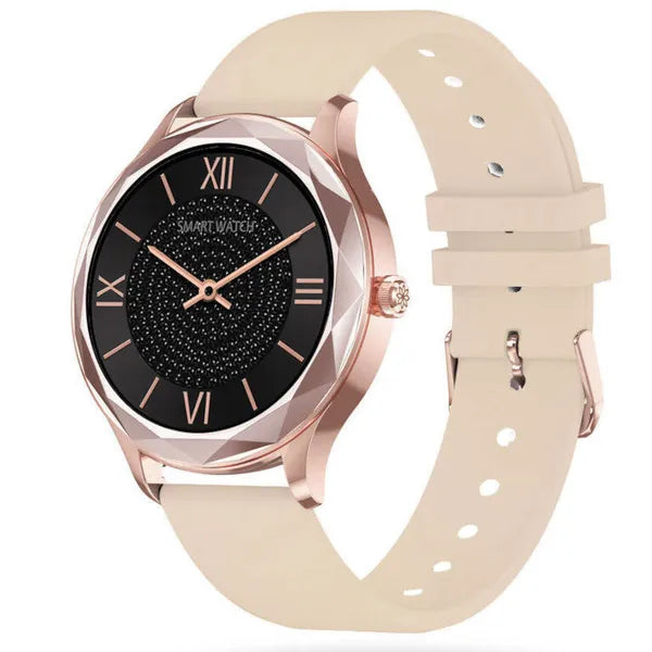 Unisex okosóra 1.09'' HD kijelzővel, IP67, rosegold/beige, vérnyomásmérő