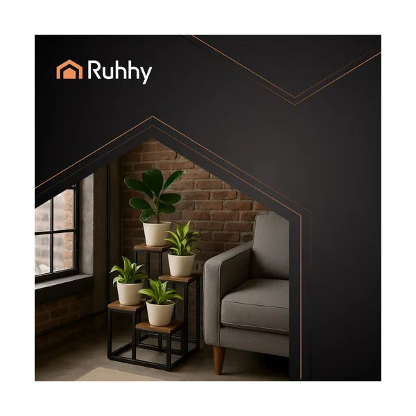 Ruhhy álló virágtartó 69 cm, fekete fém, modern loft