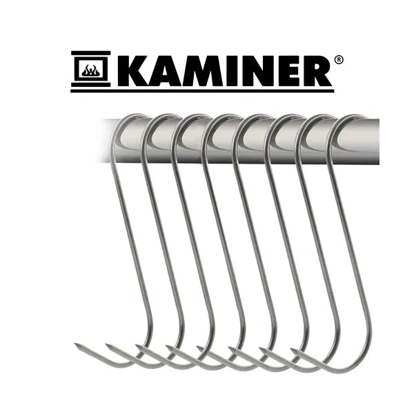Füstölő kampó készlet 15 db, S-alakú, rozsdamentes acél, 15×4,5 cm