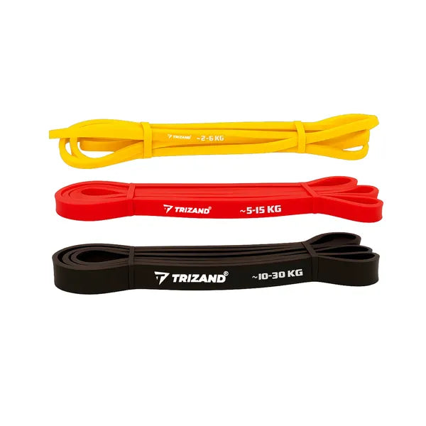 Fitness ellenállási szalag szett 3 db, 2–30 kg, ajtóhorgonnyal, edzéstervvel