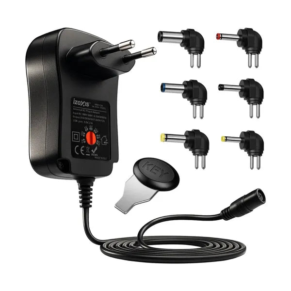 Univerzális hálózati tápegység 30 W 3-12 V USB 6 cserélhető fejjel