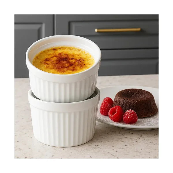 6 darabos fehér kerámia ramekin sütőtálka szett 200 ml