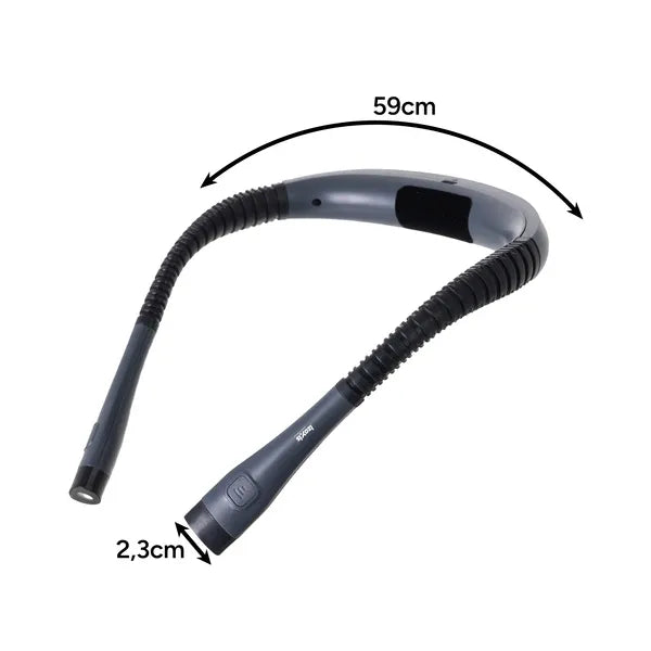 LED nyakba akasztható olvasólámpa USB-C, 3 színhő, 8 óra, szürke