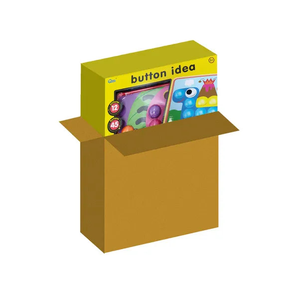 Gyerek gombmozaik puzzle, 12 kép, 45 színes gomb, Montessori készségfejlesztő