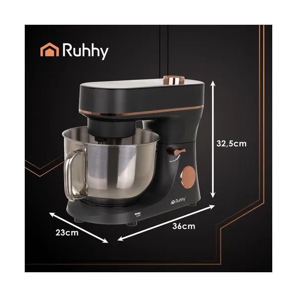 Planetáris mixer melegítő tállal, 6,2 l, 2000 W, 11 fokozat, szürke/arany