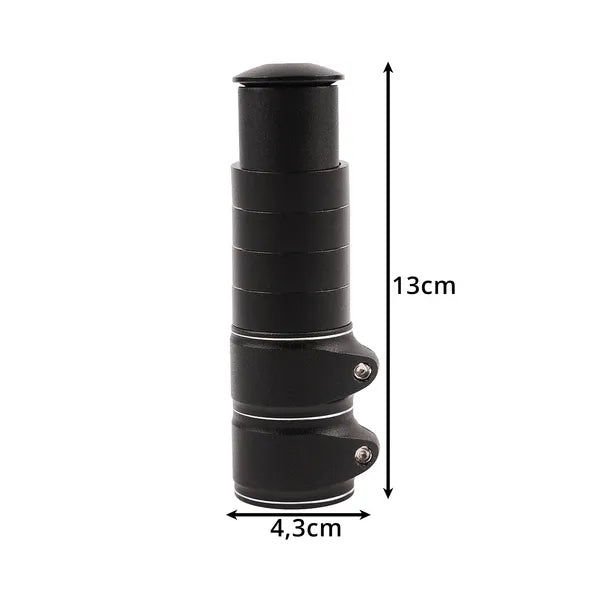 Kormányszár adapter 28,6 mm, 13 cm emelés, alumínium, fekete