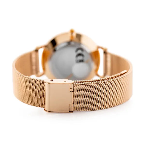 Perfect F352-08 női karóra rosegold fém szíjjal, ezüst számlap, WR30