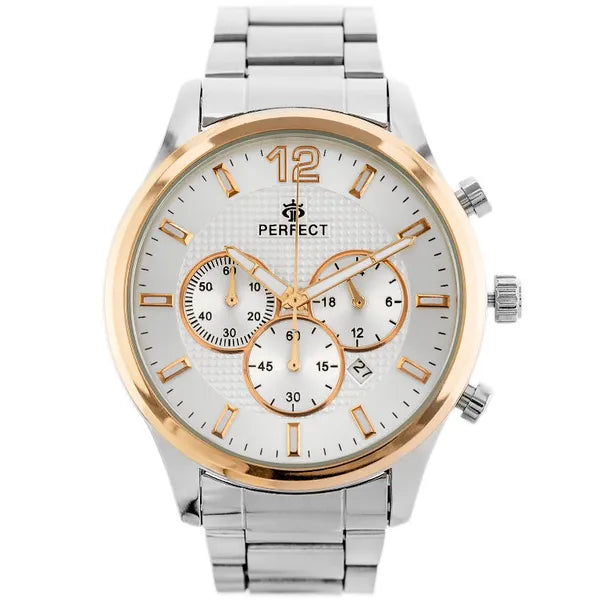 Perfect CH01M férfi kronográf karóra, ezüst nemesacél, 44 mm, díszdobozzal
