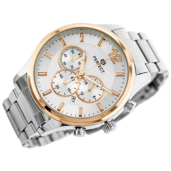 Perfect CH01M férfi kronográf karóra, ezüst nemesacél, 44 mm, díszdobozzal