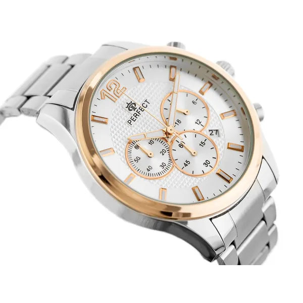 Perfect CH01M férfi kronográf karóra, ezüst nemesacél, 44 mm, díszdobozzal