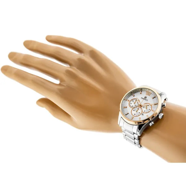 Perfect CH01M férfi kronográf karóra, ezüst nemesacél, 44 mm, díszdobozzal