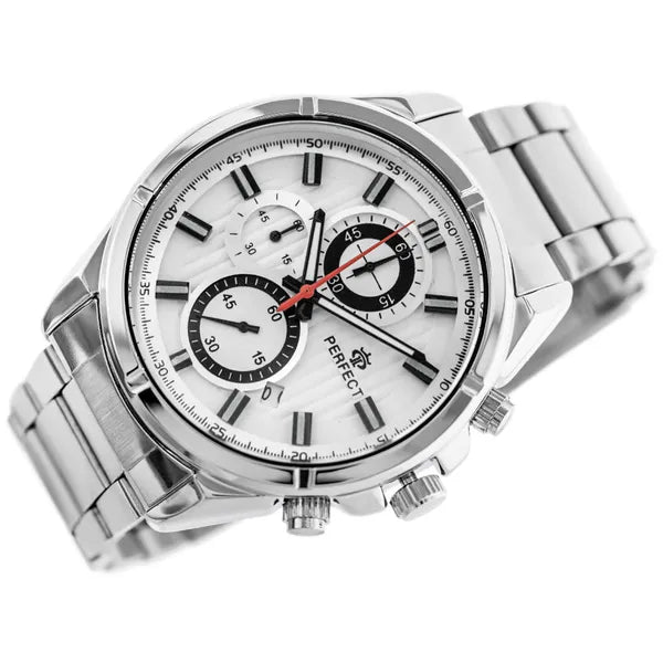 Perfect CH03M férfi kronográf karóra, ezüst szín, 44 mm, WR30