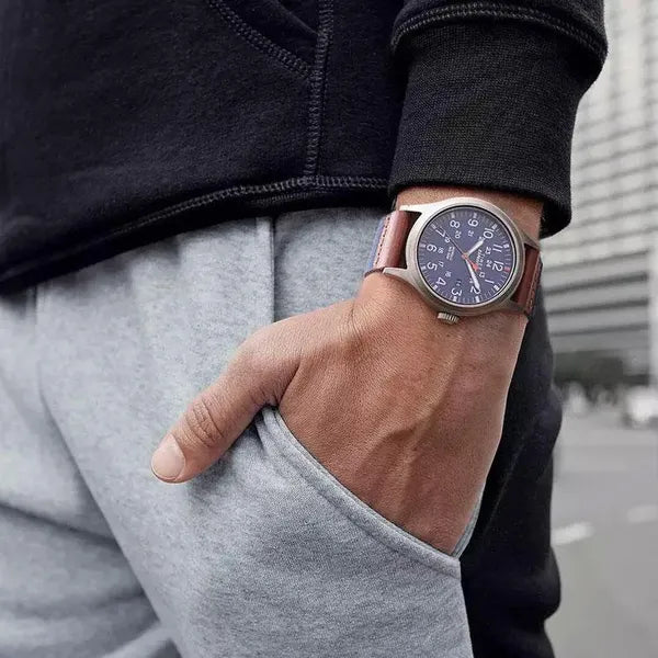 Timex Expedition férfi karóra, WR50, bőr szíj, kék számlap, quartz