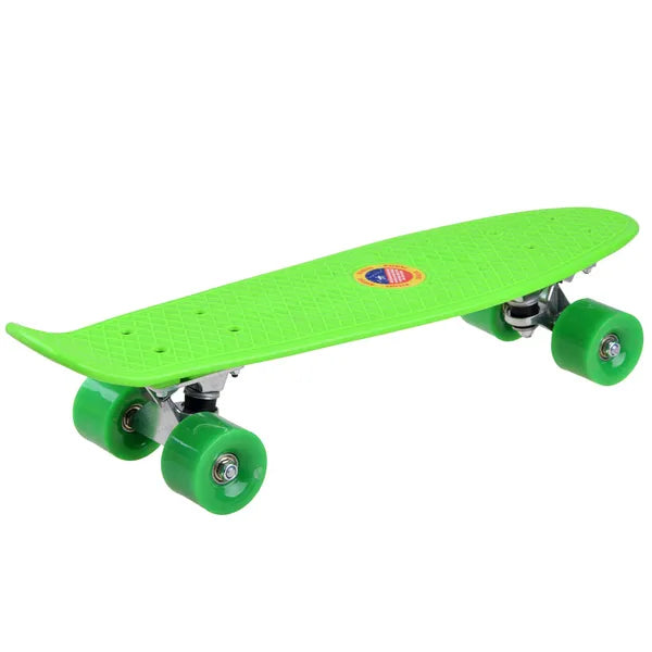 Színes műanyag fishboard gördeszka, 55x14,5 cm, PU kerekek, 50 kg