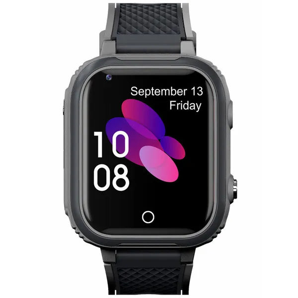 Gyerek okosóra GPS-szel, 4G SIM-es, IP67 vízálló, 1,32" kijelző, fekete
