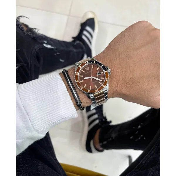 Emporio Armani férfi karóra AR11340 rozéarany-acél, barna számlap, WR100