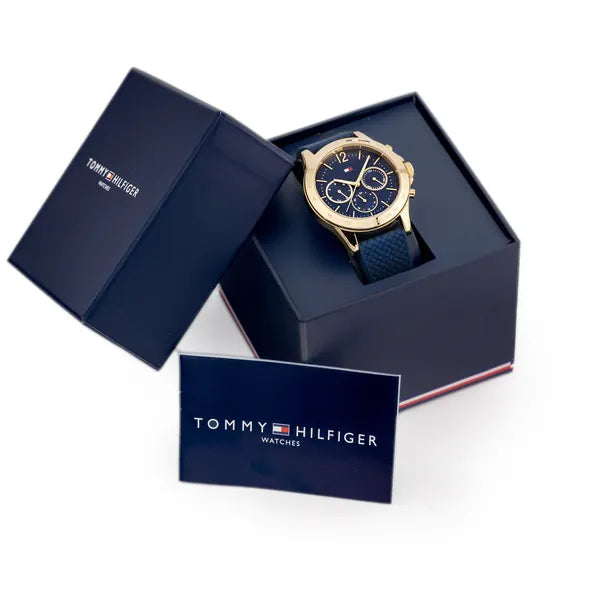 Tommy Hilfiger Haven női karóra 40 mm, arany tok, kék szilikon szíj