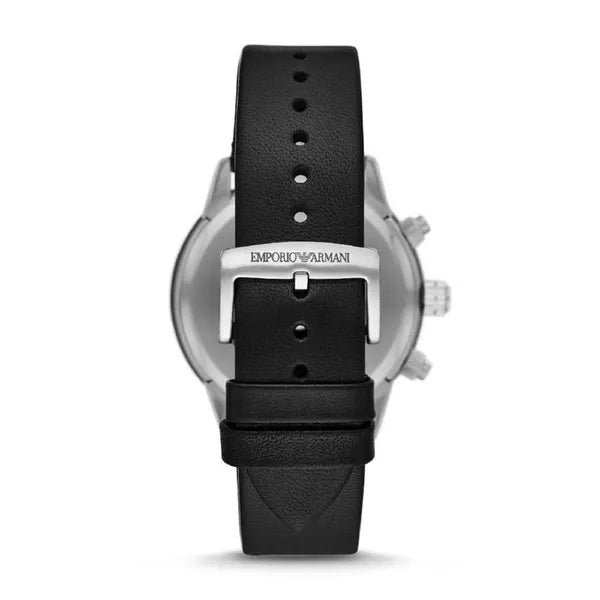Emporio Armani AR11243 Mario férfi kvarc karóra, 43 mm, fekete bőrszíj