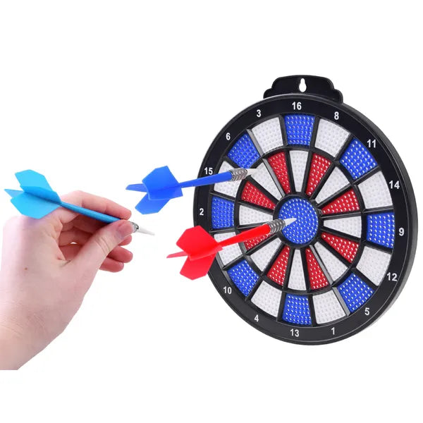 Műanyag darts tábla 18,5 cm átmérővel, 3 összecsukható nyíllal