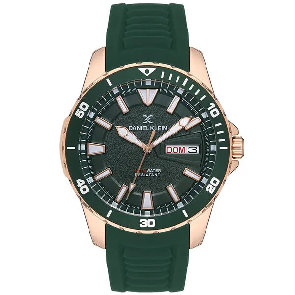 Daniel Klein férfi karóra, 48 mm, zöld szilikon szíj, WR50, díszdoboz