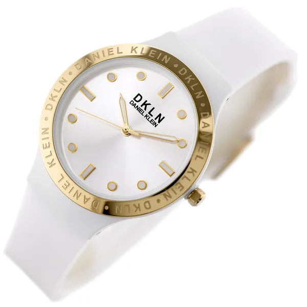 Daniel Klein női karóra, fehér szilikon szíj, 36 mm, díszdobozzal