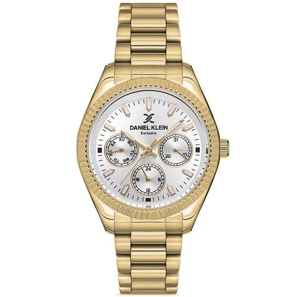 Daniel Klein női arany fém szíjas kvarc karóra, 34 mm, dátumkijelzővel