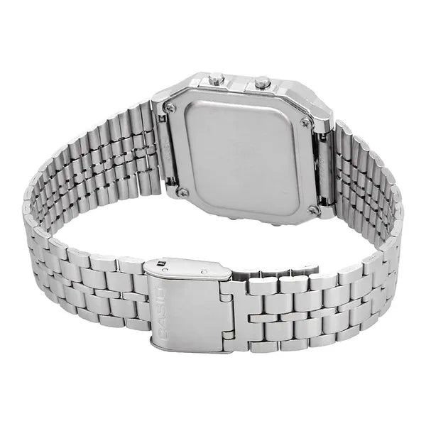 Casio Vintage A500WA-7 férfi digitális karóra, acél szíj, 33 mm, WR30