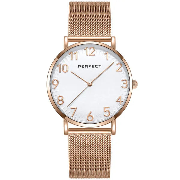 Perfect női karóra rózsaarany fém szíjjal 36 mm, quartz, WR30