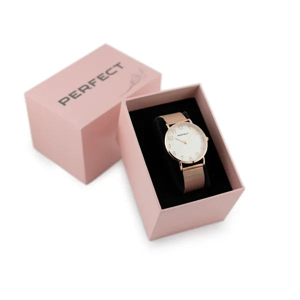 Perfect női karóra rózsaarany fém szíjjal 36 mm, quartz, WR30