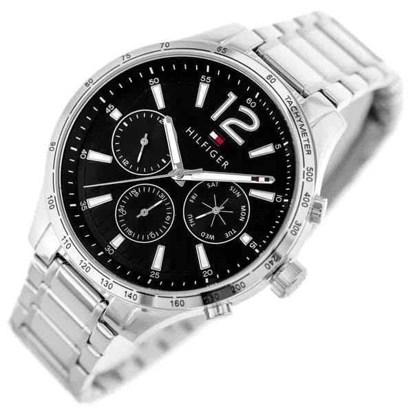 Tommy Hilfiger 1791469 férfi karóra, rozsdamentes acél, ezüst/fekete, 44 mm