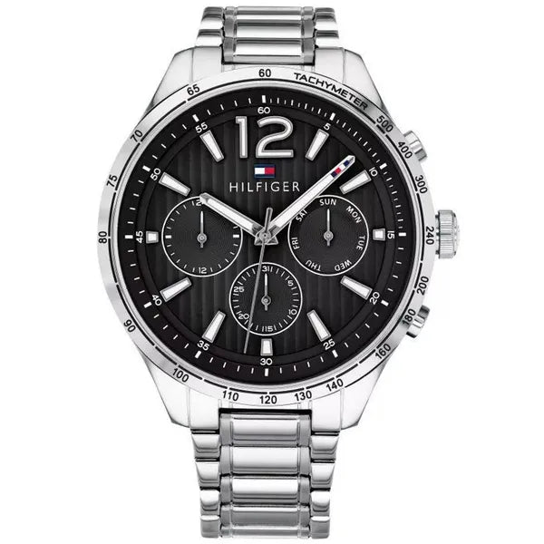 Tommy Hilfiger 1791469 férfi karóra, rozsdamentes acél, ezüst/fekete, 44 mm
