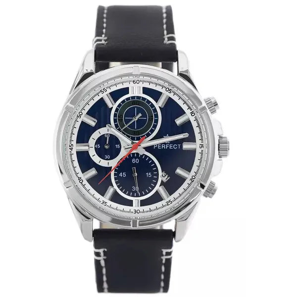 Perfect CH03L férfi kronográf karóra 44 mm, ezüst tok, kék számlap