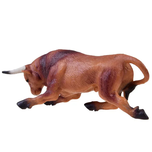 Barna bika figura, részletgazdag műanyag állatfigura 16×6×4,5 cm