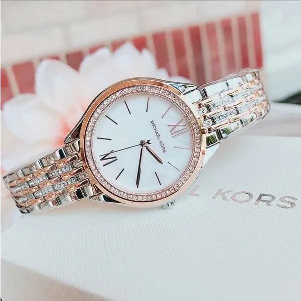 Michael Kors MK7077 Mindy női karóra, rozé-ezüst nemesacél, cirkónia, 36 mm