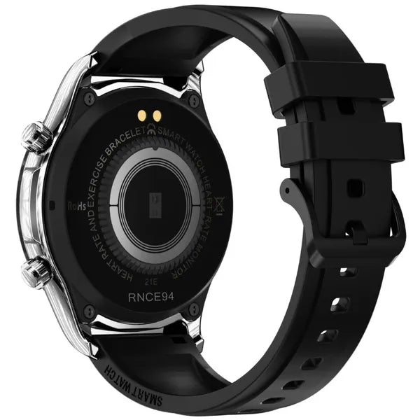 Rubicon férfi okosóra, 1.32'' TFT, Bluetooth hívás, IP67, fekete bőr