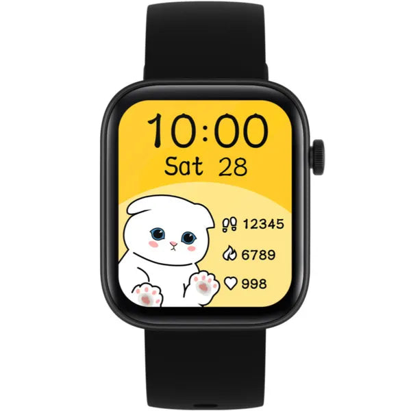 Női okosóra 1.8" IPS kijelzővel, BT hívás, vérnyomásmérő, fekete