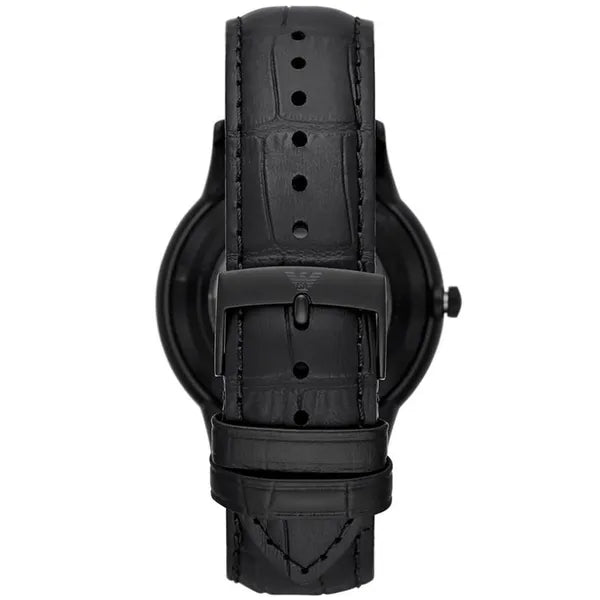 Emporio Armani férfi automata skeleton karóra, 43 mm, fekete bőr