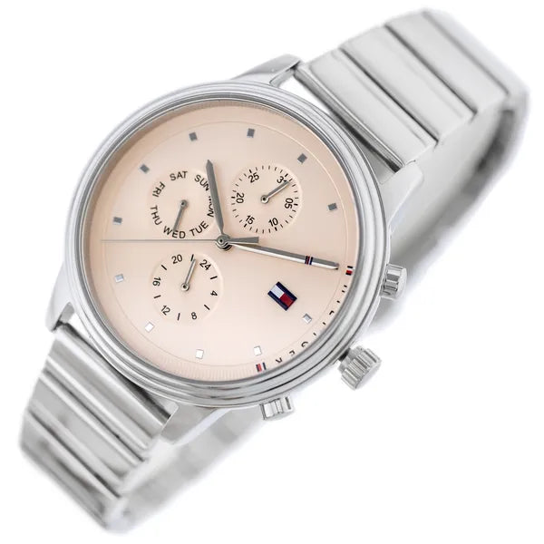 Tommy Hilfiger női karóra 38 mm, rózsaszín számlap, acél szíj