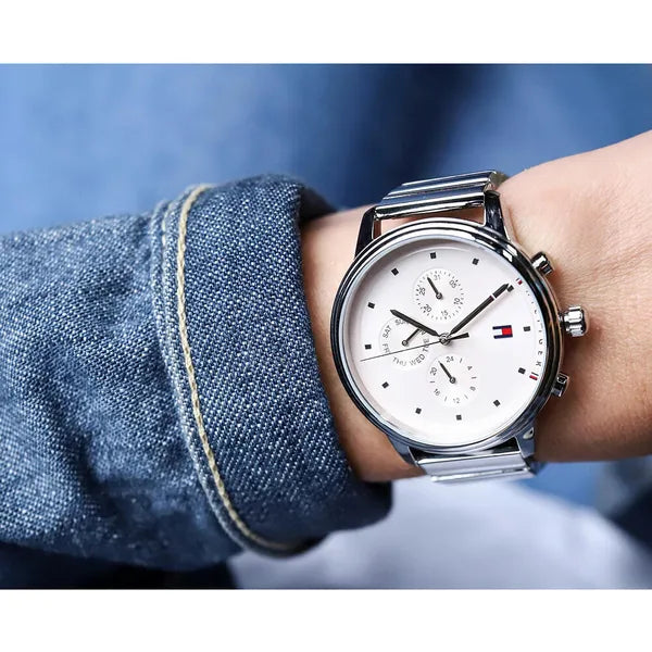 Tommy Hilfiger női karóra 38 mm, rózsaszín számlap, acél szíj